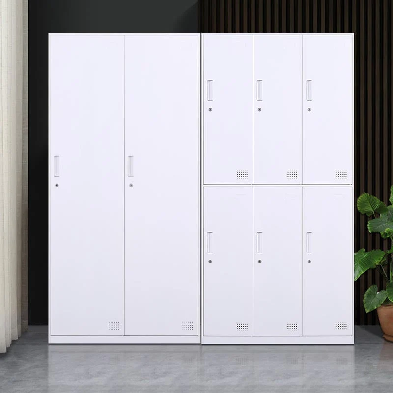 Armario moderno con puerta batiente y armario metálico con barra para ropa para el hogar Blanco Clearhalo
