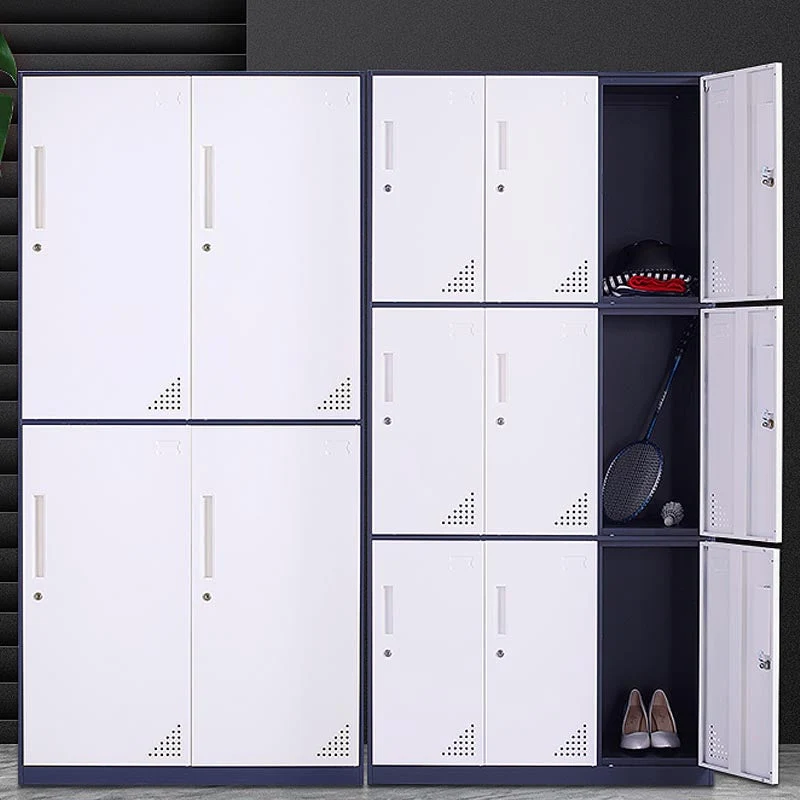 Armario moderno con puerta batiente y armario metálico con barra para ropa para el hogar Blanco Clearhalo