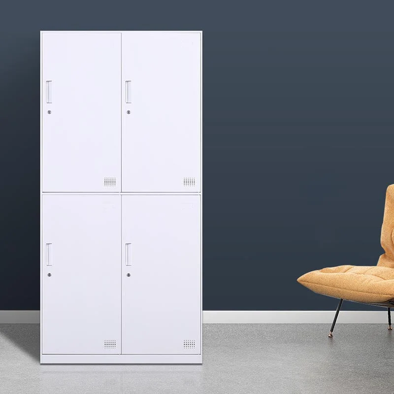 Armario moderno con puerta batiente y armario metálico con barra para ropa para el hogar Blanco Clearhalo
