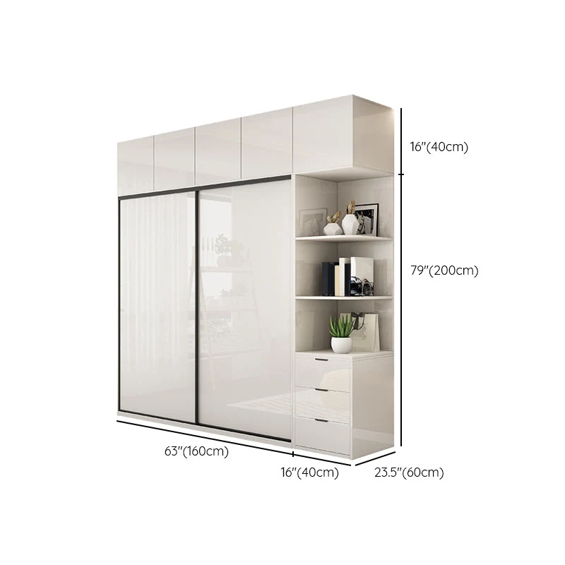 Armario moderno de madera artificial Armario independiente en blanco Clearhalo