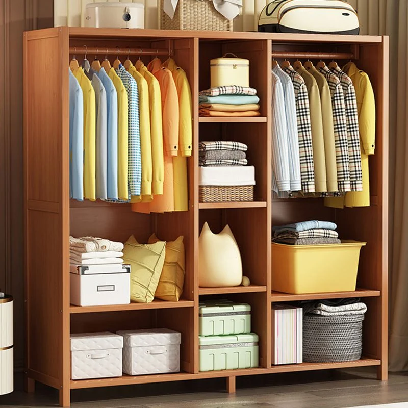 Armario moderno de madera maciza para el hogar, mueble marrón con estantes Marron Clearhalo