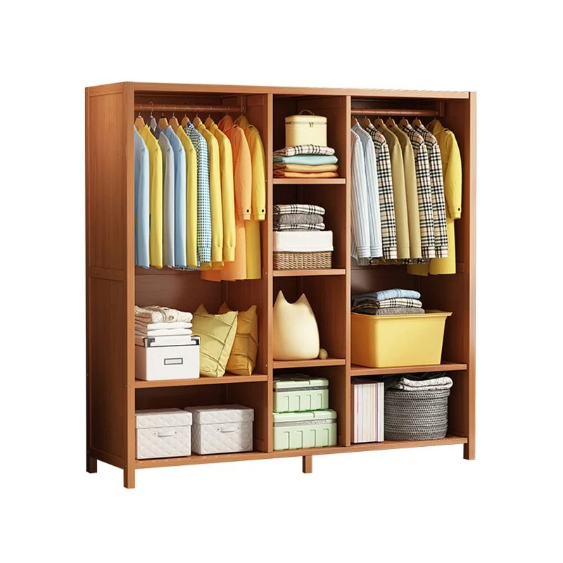 Armario moderno de madera maciza para el hogar, mueble marrón con estantes Marron Clearhalo