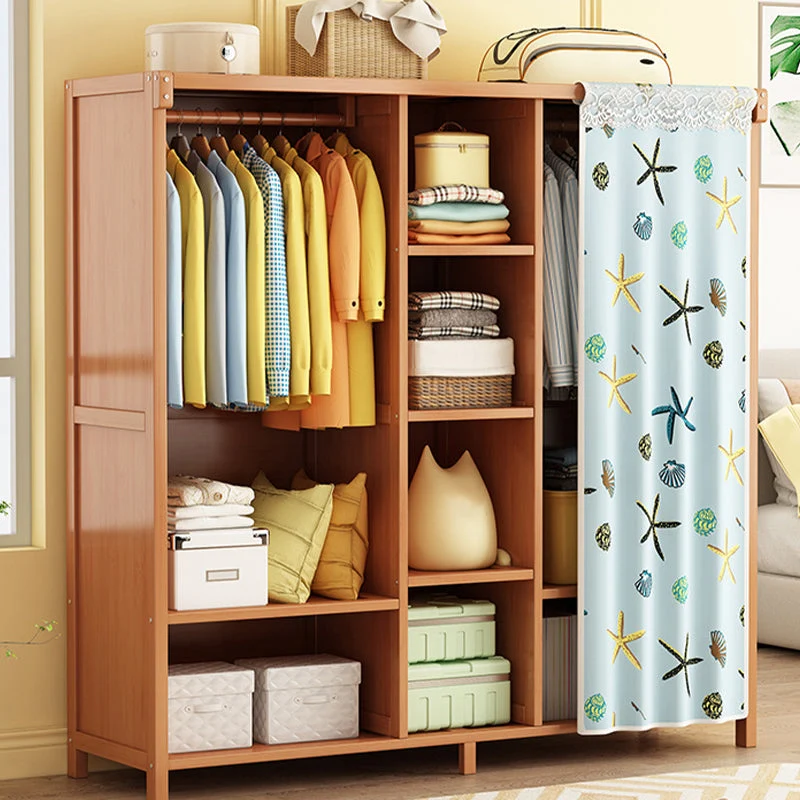 Armario moderno de madera maciza para el hogar, mueble marrón con estantes Marron Clearhalo