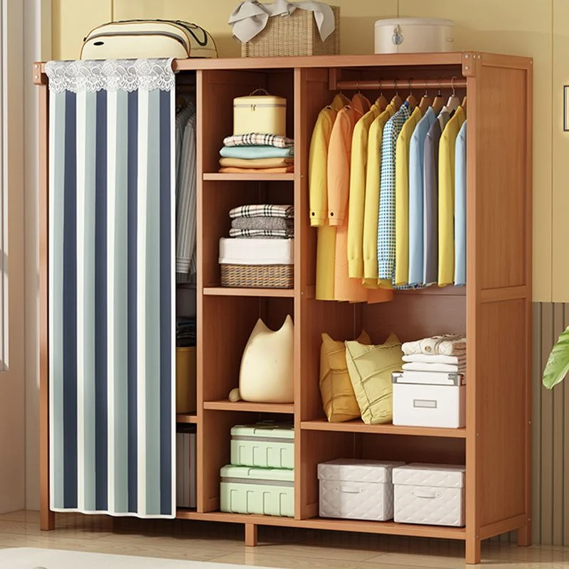 Armario moderno de madera maciza para el hogar, mueble marrón con estantes Marron Clearhalo