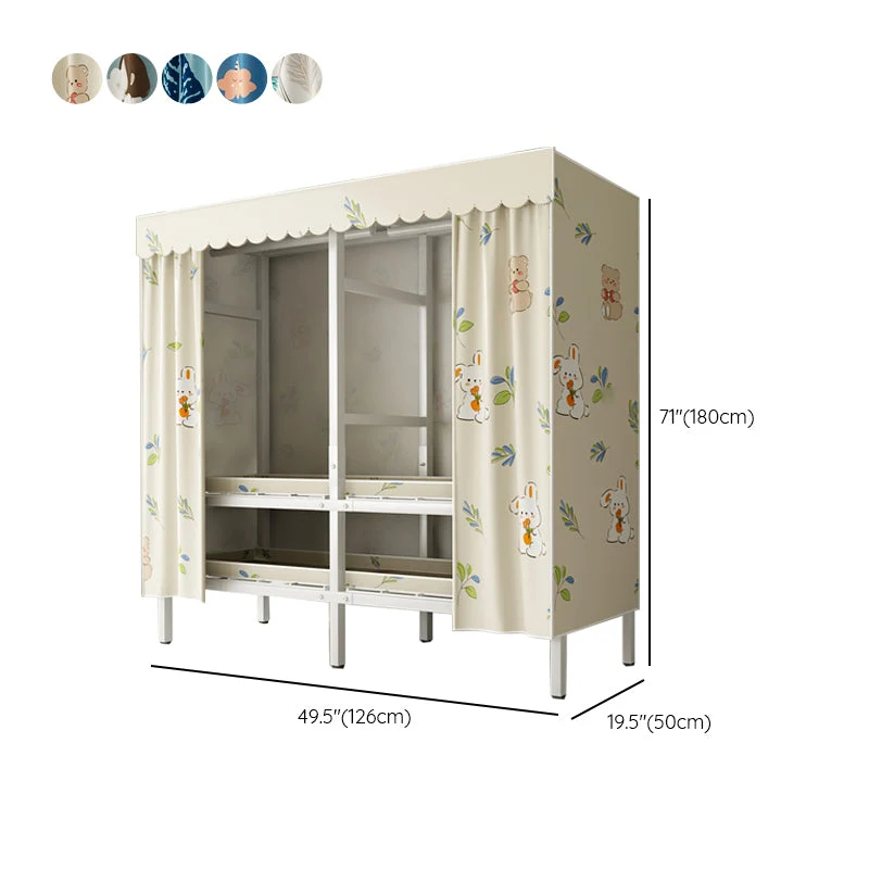 Armario plegable independiente moderno con estructura metálica y barra para ropa Beis Clearhalo