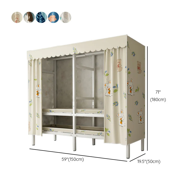 Armario plegable independiente moderno con estructura metálica y barra para ropa Beis Clearhalo