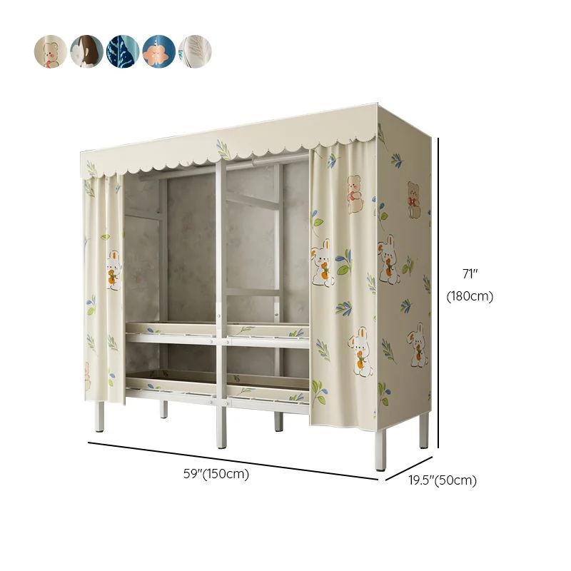 Armario plegable independiente moderno con estructura metálica y barra para ropa Beis Clearhalo