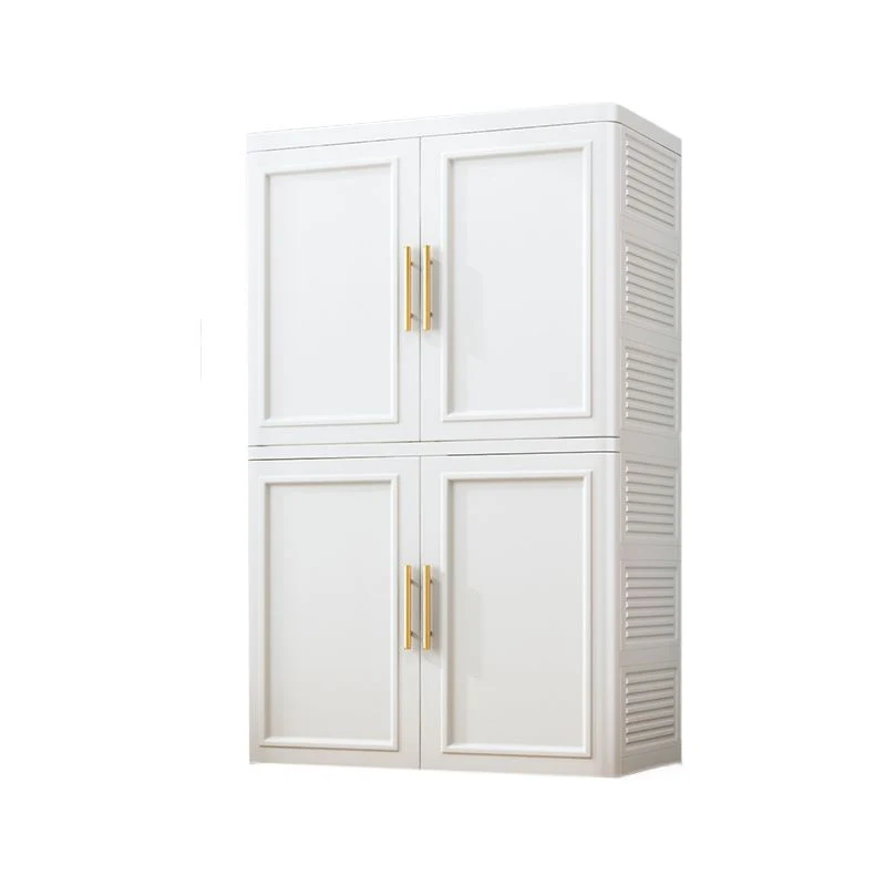 Armario de plástico con armario empotrado con varilla para ropa Blanco Clearhalo