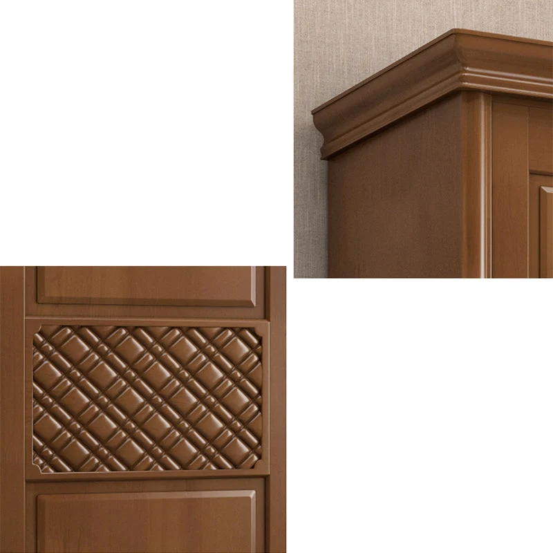 Armario tradicional de madera maciza Armario independiente con estantes Naturales Clearhalo
