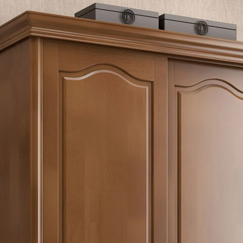 Armario tradicional de madera maciza Armario independiente con estantes Naturales Clearhalo