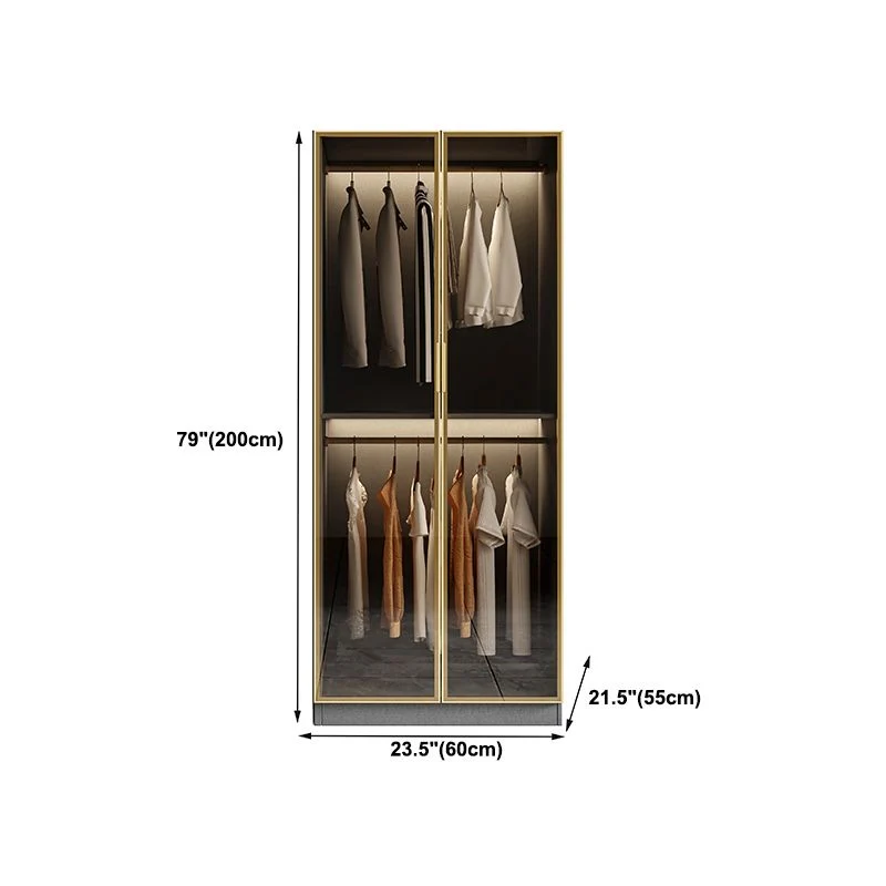 Armario de vidrio y madera Armario Armario guardarropa contemporáneo Clearhalo