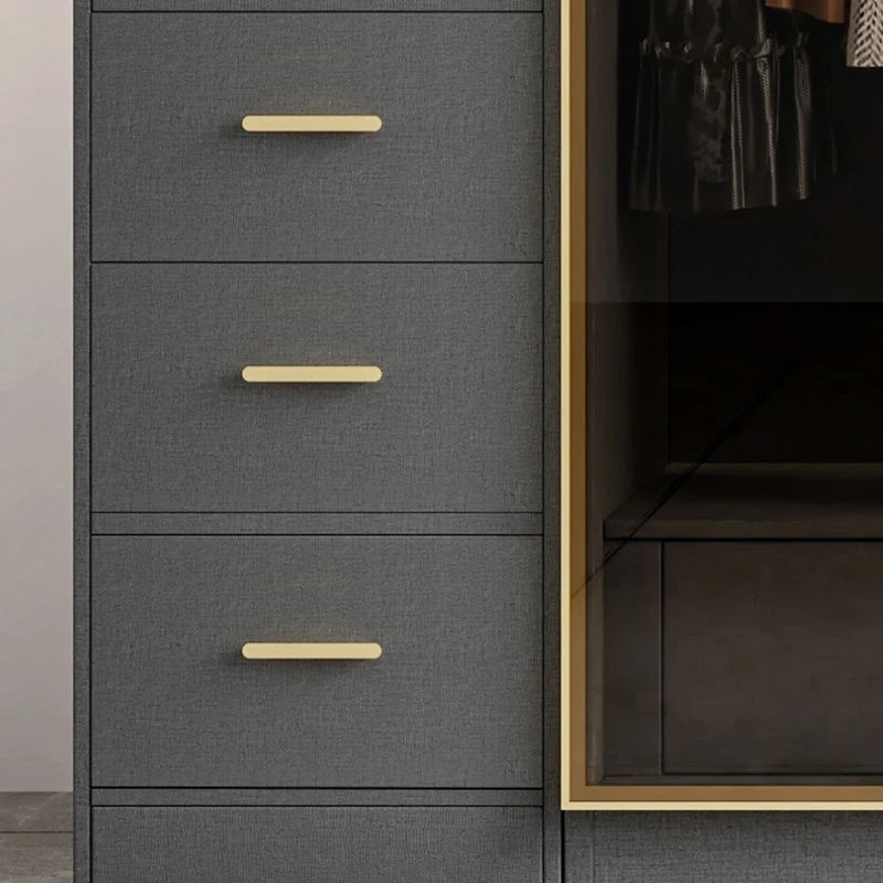 Armario de vidrio y madera Armario Armario guardarropa contemporáneo Clearhalo