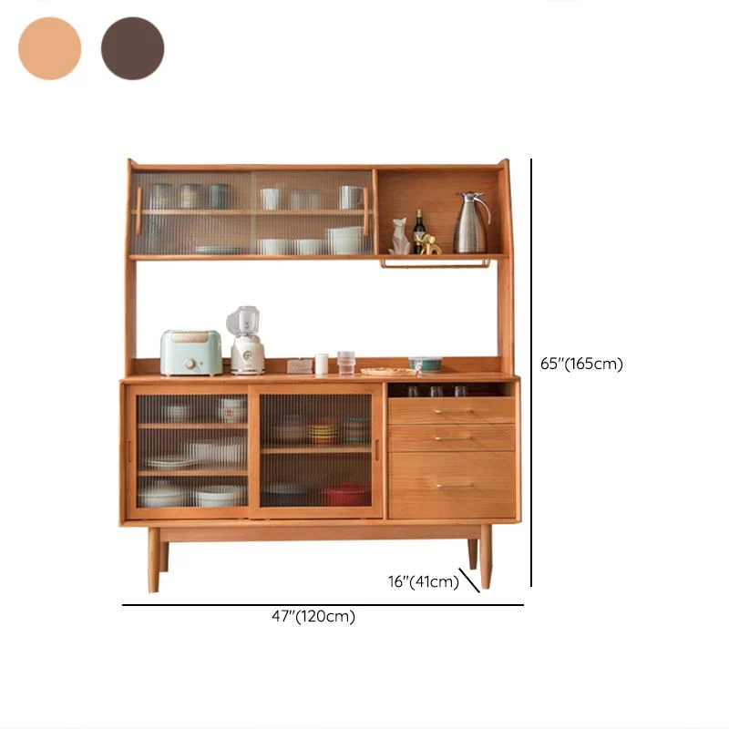 Buffet de aparador de madera maciza de pino con cajones Buffet de comedor moderno Madera Clearhalo