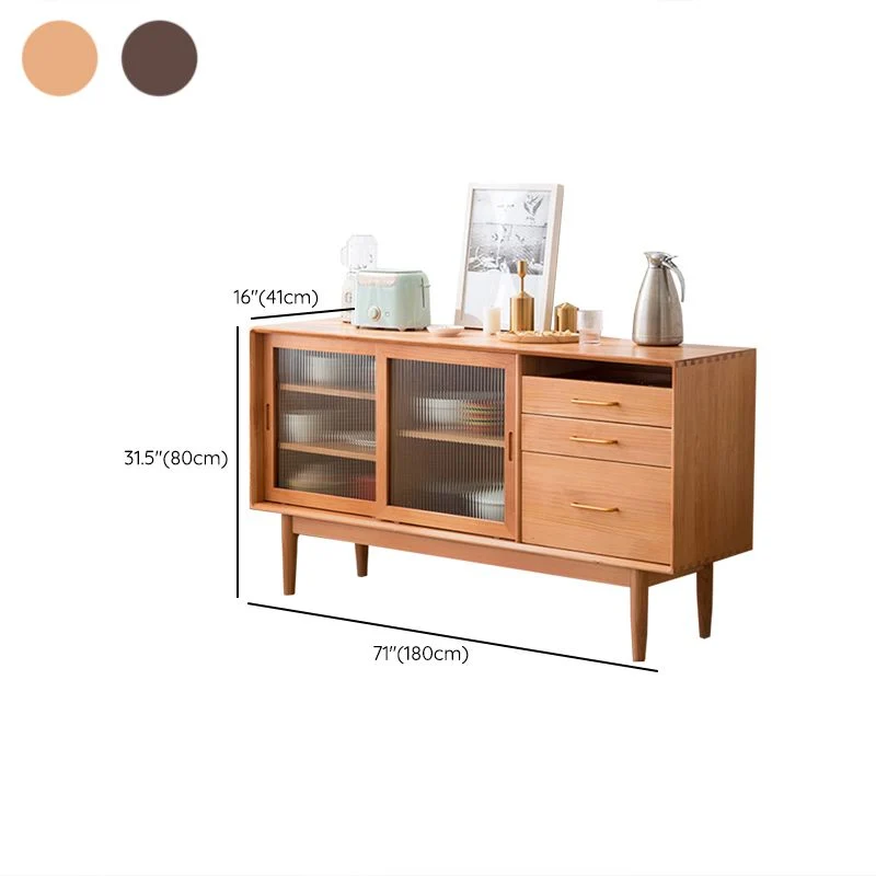 Buffet de aparador de madera maciza de pino con cajones Buffet de comedor moderno Madera Clearhalo