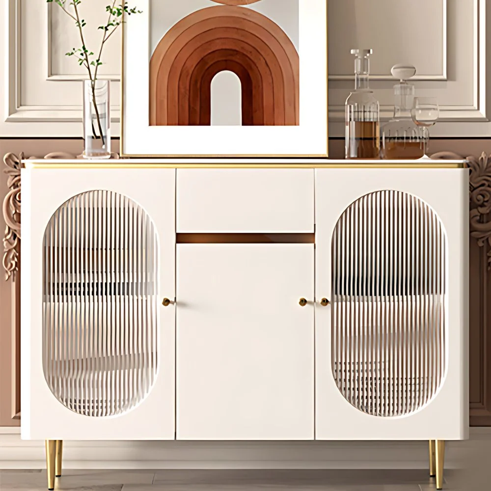 Buffet de comedor beige con cajones Glam aparador para cocina Clearhalo