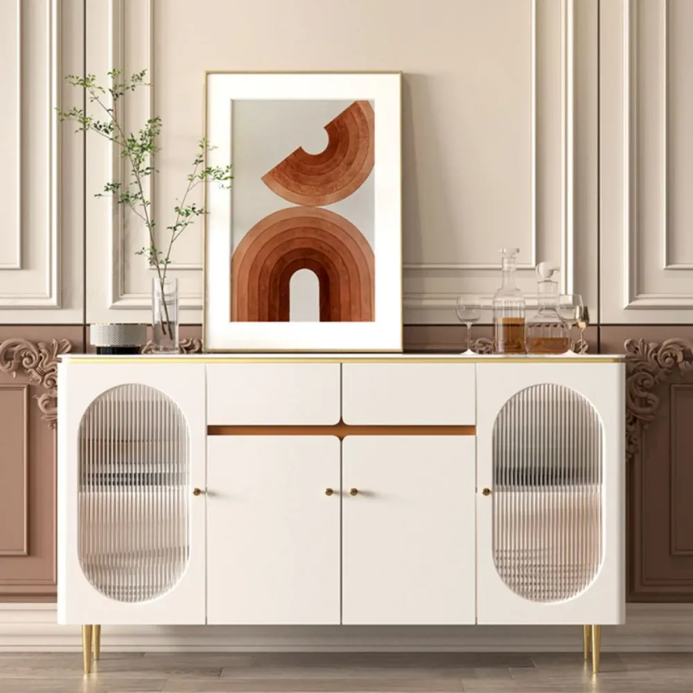 Buffet de comedor beige con cajones Glam aparador para cocina Clearhalo
