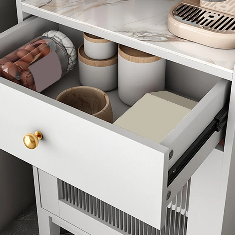 Buffet de comedor estilo Glam, tablero lateral de piedra con gabinetes y cajones Champan Clearhalo