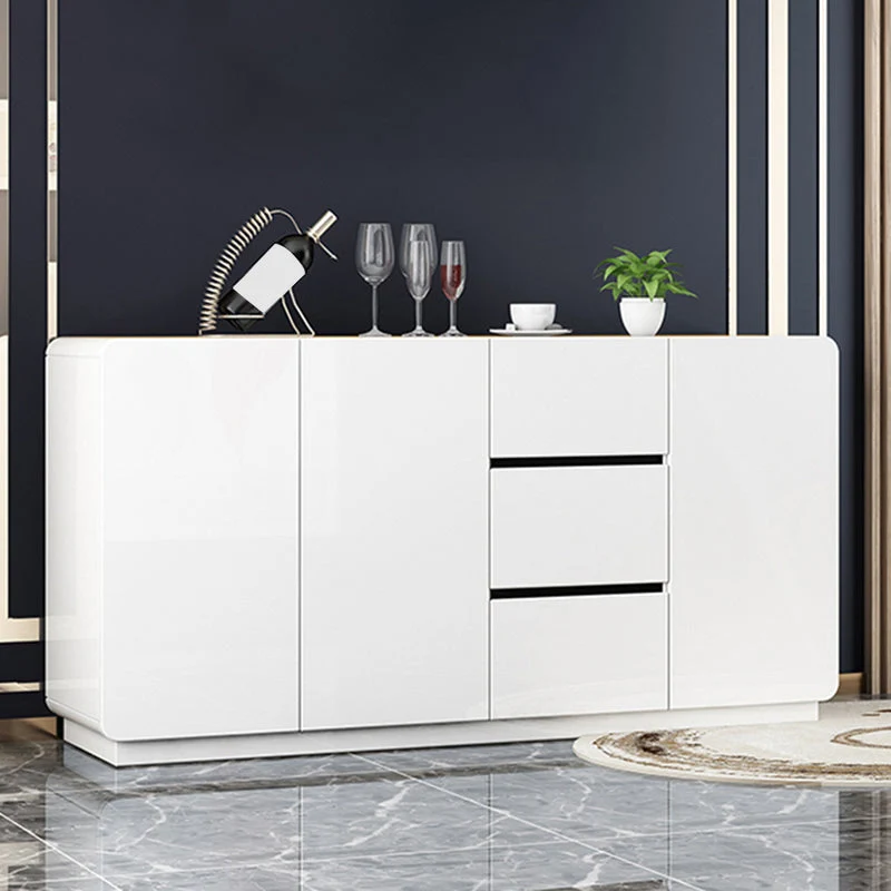 Buffet de comedor de madera con tablero lateral estilo Glam con gabinetes y cajones Clearhalo