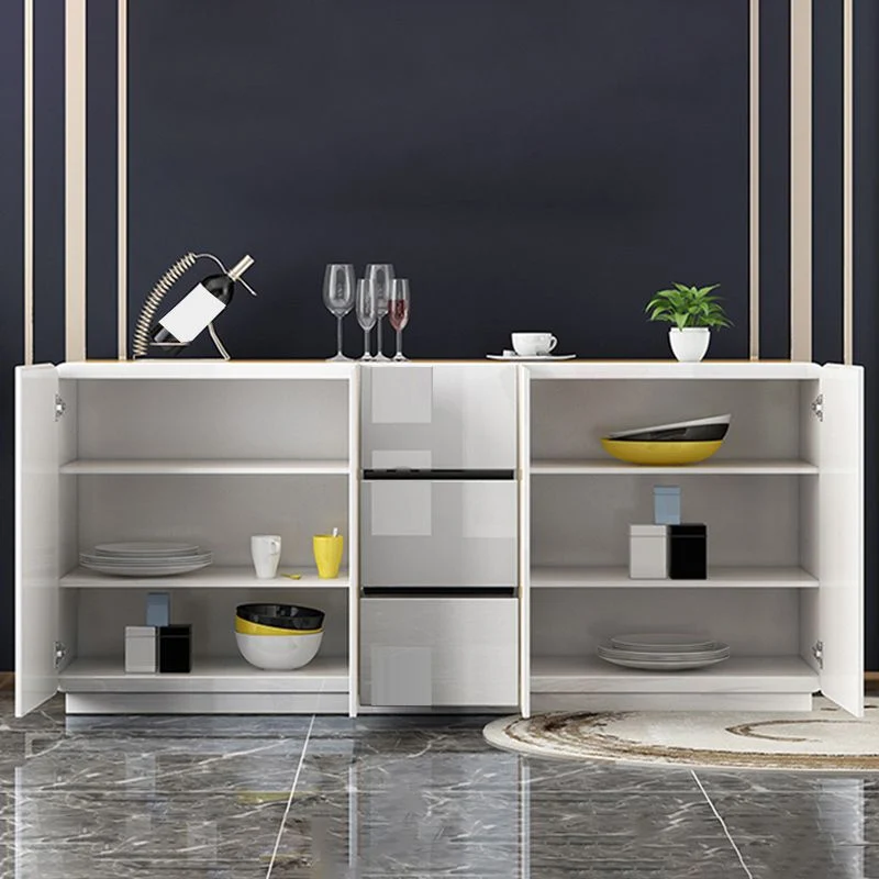 Buffet de comedor de madera con tablero lateral estilo Glam con gabinetes y cajones Clearhalo