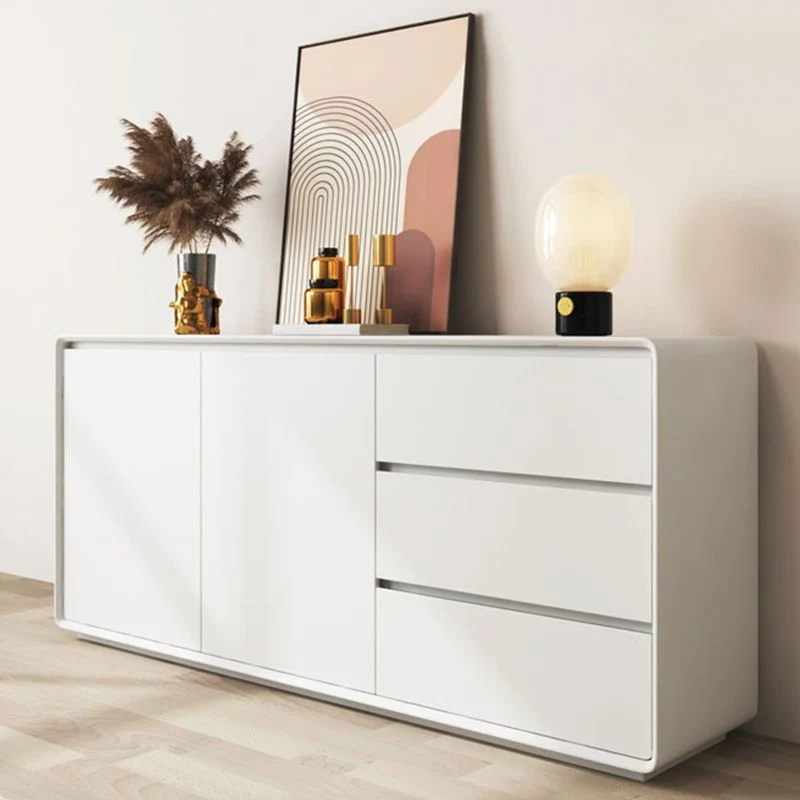Buffet de comedor de madera Credenza moderno y contemporáneo con gabinetes y cajones Negro Clearhalo