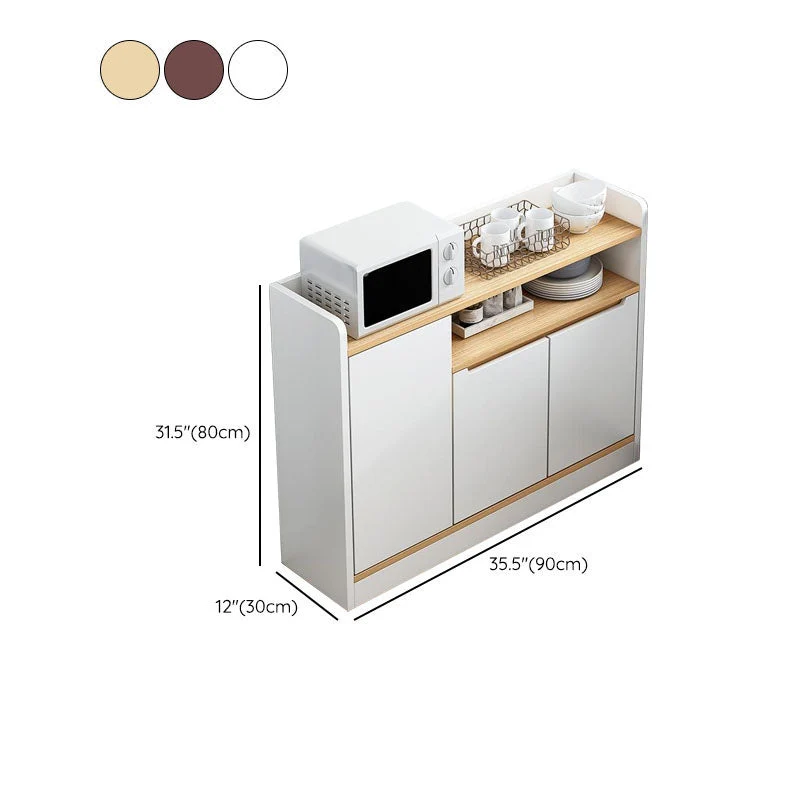 Buffet de comedor de madera Servidor buffet Glam con cajones y gabinetes Nuez Clearhalo