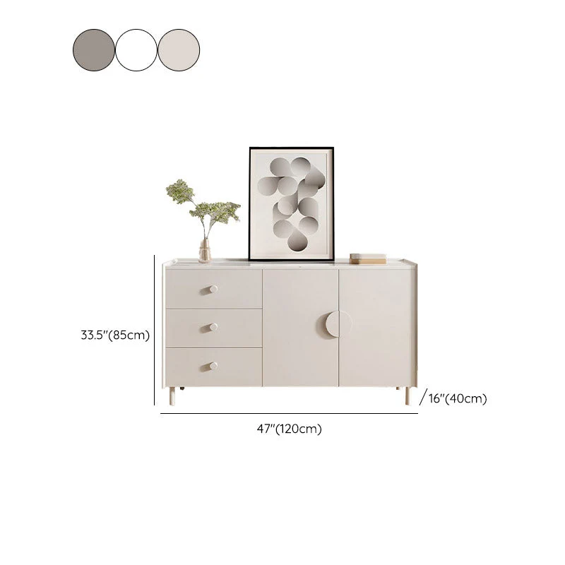 Buffet de comedor de piedra Credenza moderno y contemporáneo con gabinetes y cajones Gris Clearhalo