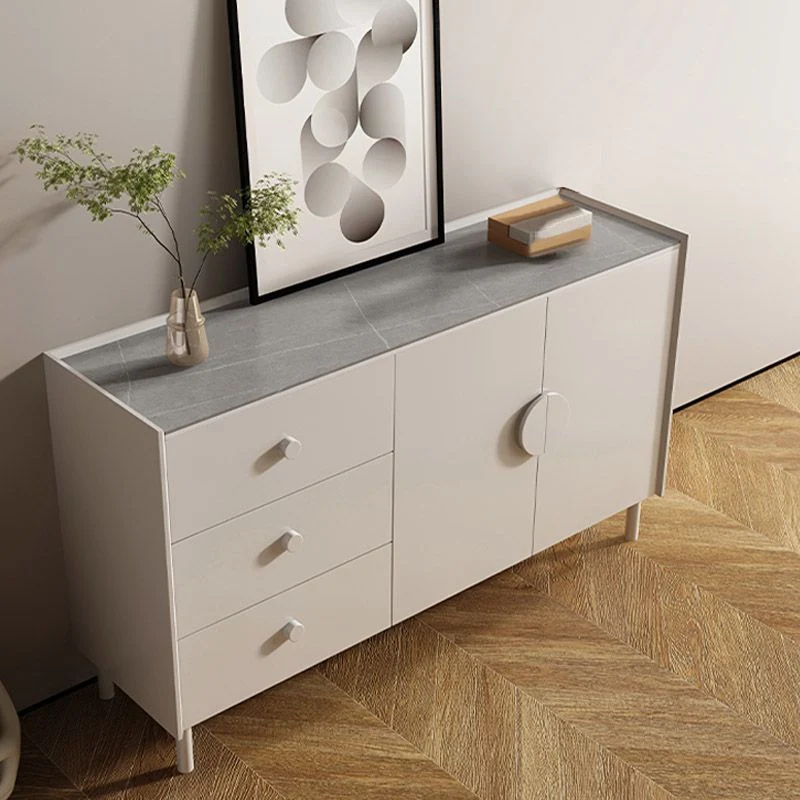 Buffet de comedor de piedra Credenza moderno y contemporáneo con gabinetes y cajones Gris Clearhalo