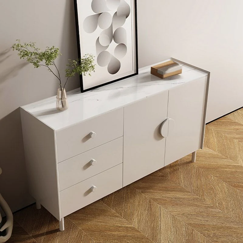 Buffet de comedor de piedra Credenza moderno y contemporáneo con gabinetes y cajones Gris Clearhalo