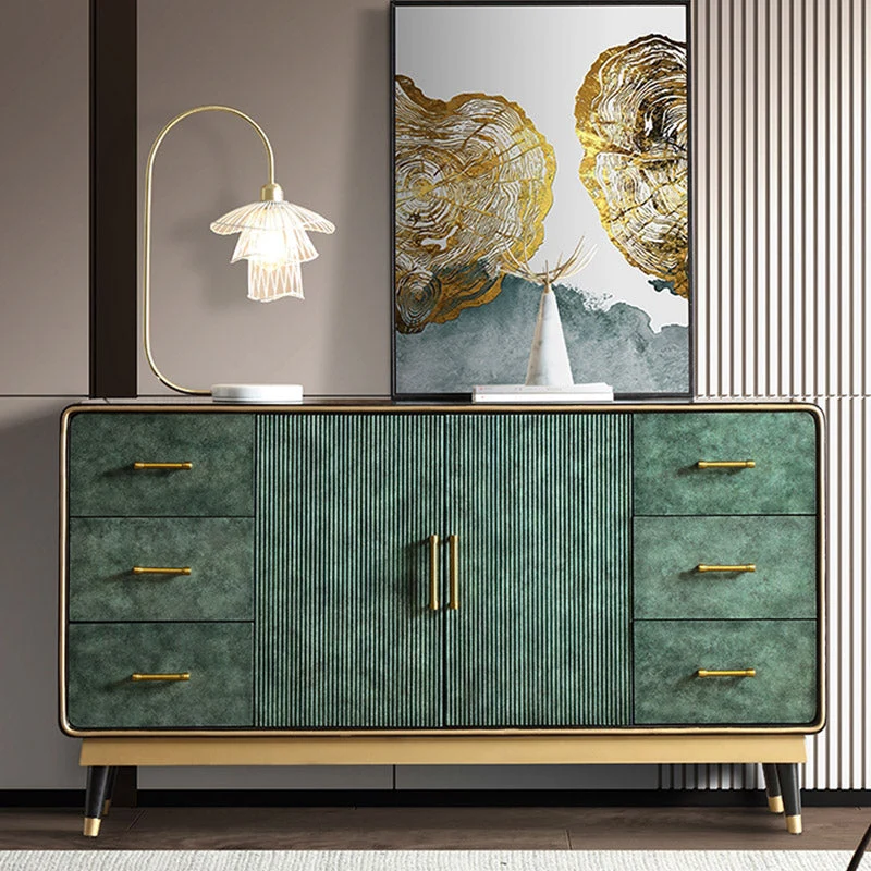 Buffet de comedor de piedra Credenza moderno y contemporáneo con cajones y gabinetes Verde Clearhalo