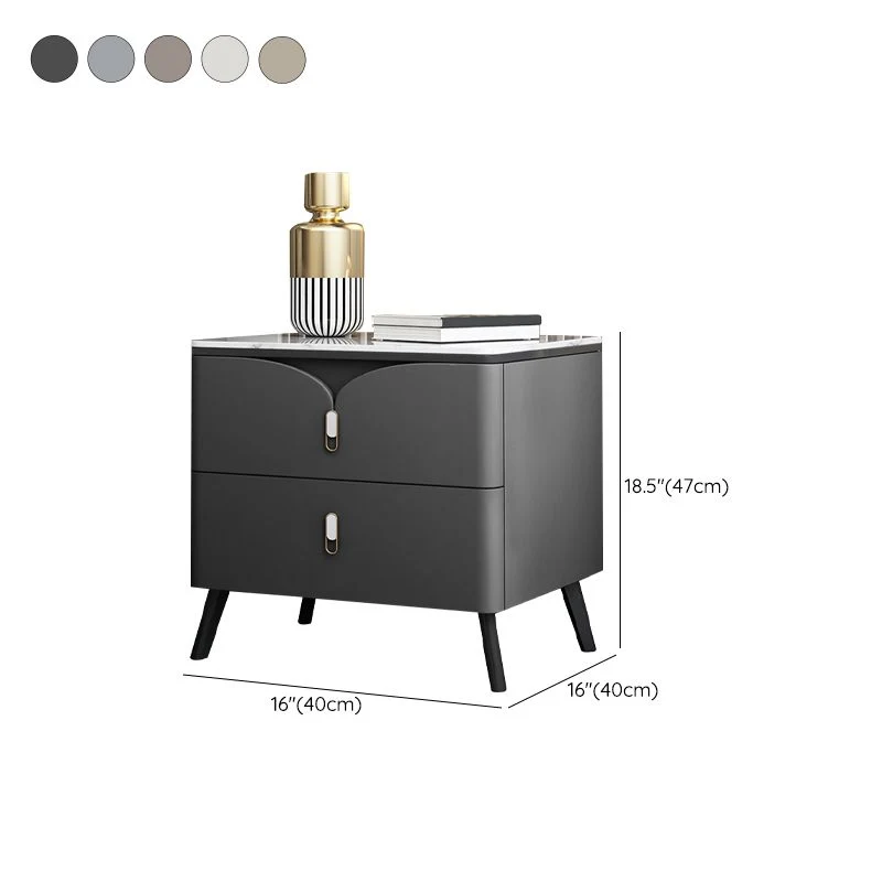 Cajones Almacenamiento Mesa decorativa Mesita de noche Mesita de noche con acabado antiguo Gris Clearhalo