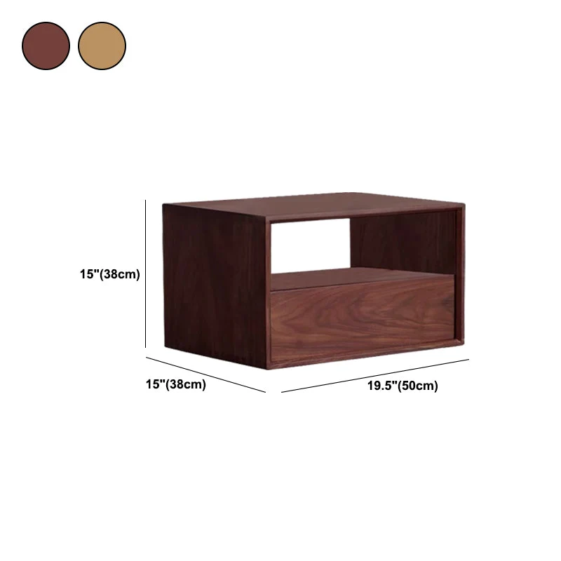 Cajones incluidos Mesita de noche de madera maciza 1 cajón Mesita de noche 15" H Naturales Clearhalo