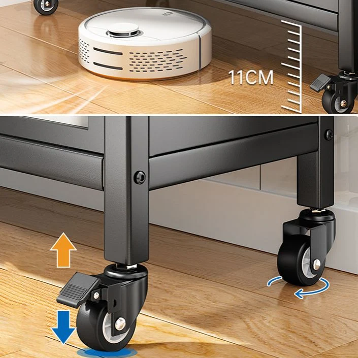 Comedor Puertas de servidor de buffet de metal Servidor de comedor con polea Negro Clearhalo