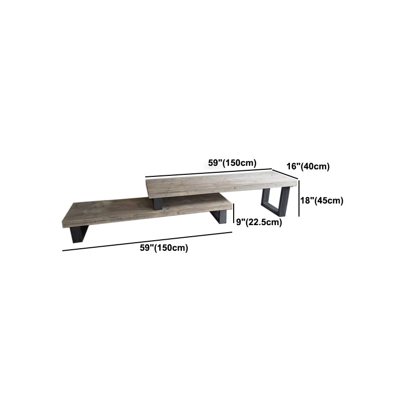 Consola de TV de almacenamiento abierto de estilo industrial con soporte para TV de 17,72"H con 2 estantes Clearhalo