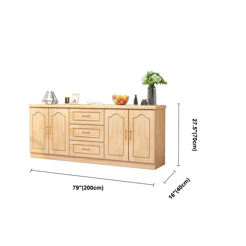 Consola de TV de almacenamiento cerrado con soporte de madera de pino de estilo moderno con 3 cajones Caqui Clearhalo
