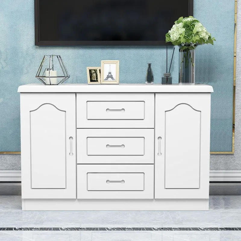 Consola de TV de almacenamiento cerrado con soporte de madera de pino de estilo moderno con 3 cajones Caqui Clearhalo