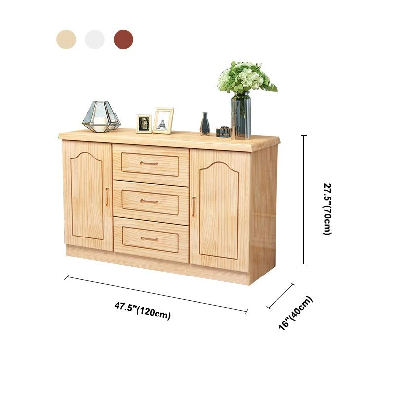 Consola de TV de almacenamiento cerrado con soporte de madera de pino de estilo moderno con 3 cajones Caqui Clearhalo