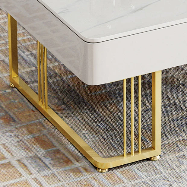 Consola de TV con almacenamiento abierto y 2 cajones, mueble para TV de piedra estilo Glam Clearhalo
