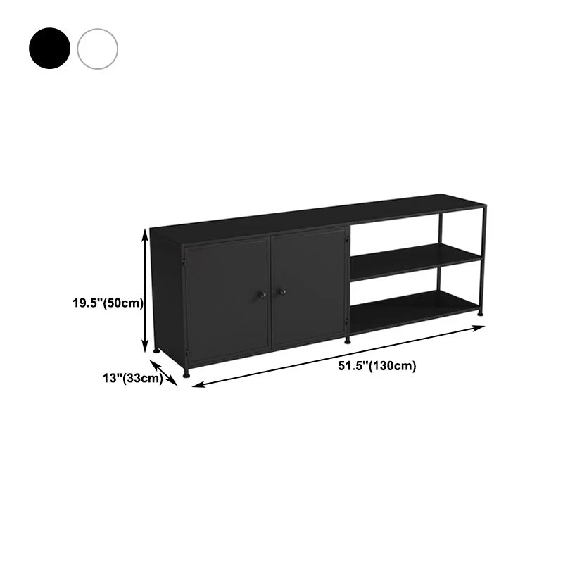 Consola de TV con almacenamiento abierto de estilo industrial con soporte para TV de 19,69"H con 3 estantes Blanco Clearhalo