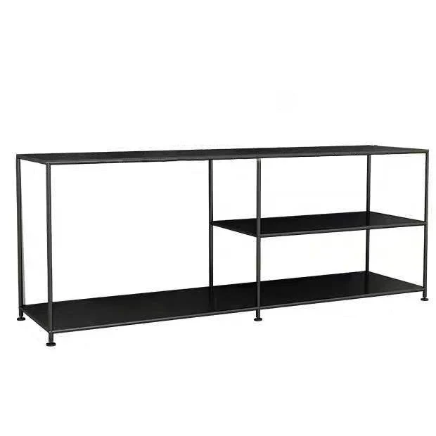 Consola de TV con almacenamiento abierto de estilo industrial con soporte para TV de 19,69"H con 3 estantes Blanco Clearhalo