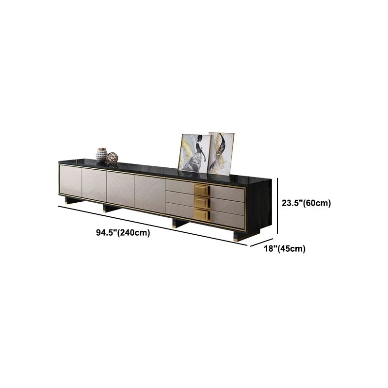 Consola de TV con almacenamiento cerrado estilo Glam, soporte para TV de 23,62 pulgadas de alto, con 3 cajones Clearhalo
