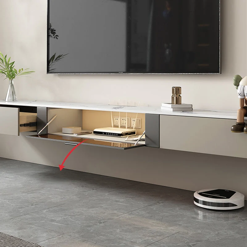 Consola de TV con gestión de cables montada en la pared con soporte para TV de estilo moderno, 47 pulgadas de largo x 11,8...
