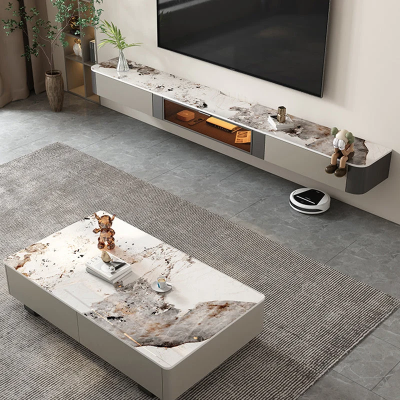 Consola de TV con gestión de cables montada en la pared con soporte para TV de estilo moderno, 47 pulgadas de largo x 11,8...