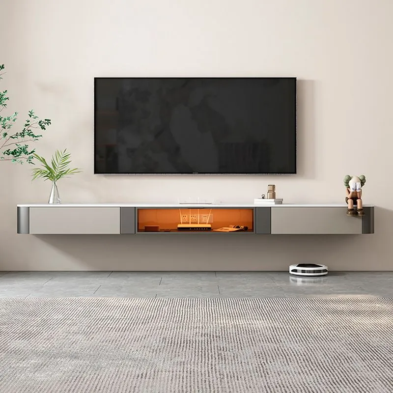 Consola de TV con gestión de cables montada en la pared con soporte para TV de estilo moderno, 47 pulgadas de largo x 11,8...