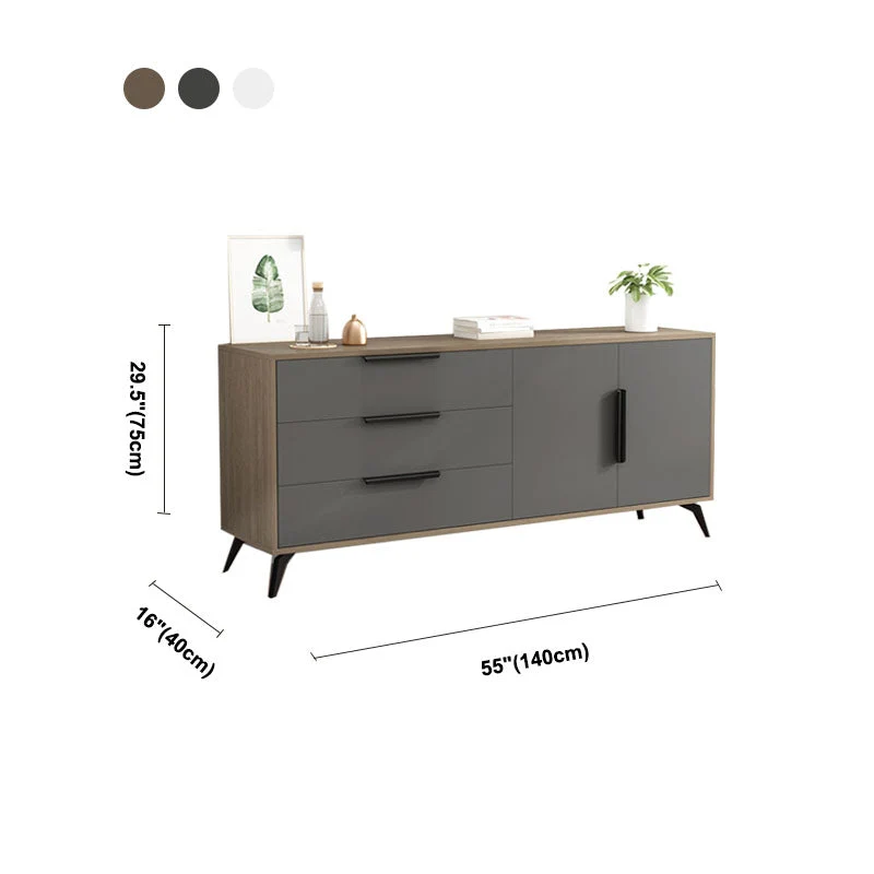 Consola contemporánea de madera para TV de 16" D, soporte cerrado para TV con almacenamiento y 3 cajones Blanco Clearhalo
