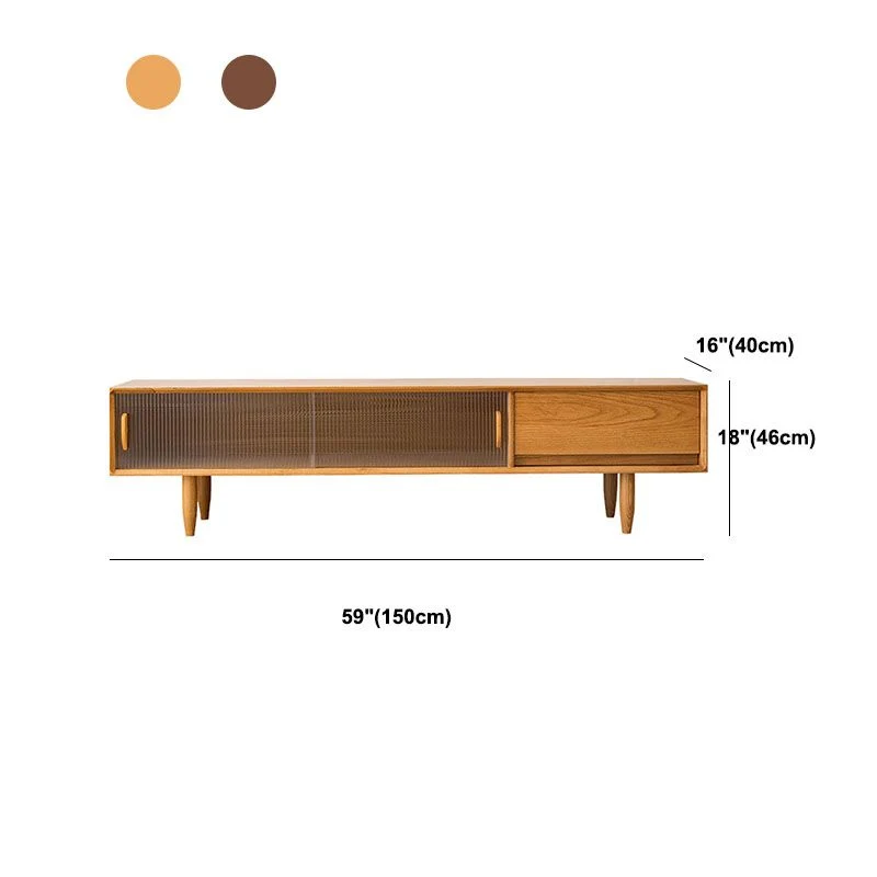 Consola contemporánea para TV, soporte multimedia para TV de madera maciza con puertas Nuez Clearhalo