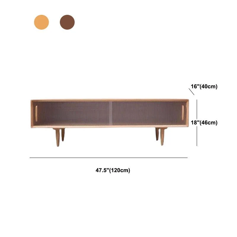 Consola contemporánea para TV, soporte multimedia para TV de madera maciza con puertas Nuez Clearhalo