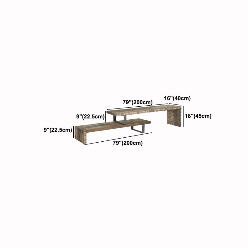 Consola de TV de estilo industrial con almacenamiento abierto y soporte para TV de 17,72"H con 2 estantes Clearhalo