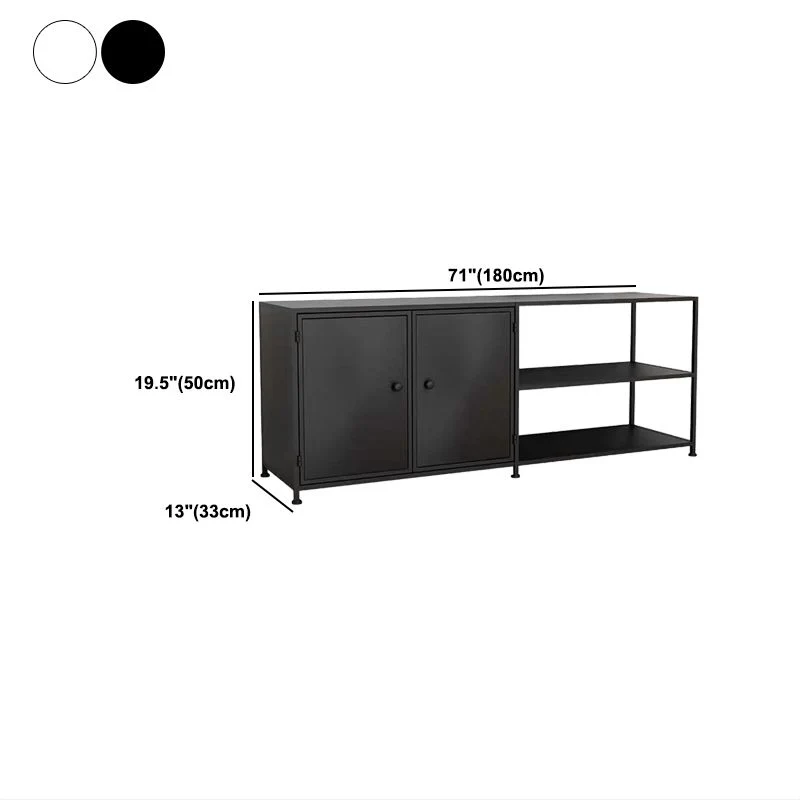 Consola de TV de estilo industrial con almacenamiento abierto y soporte para TV de 12,99 pulgadas de ancho con 3 estantes...