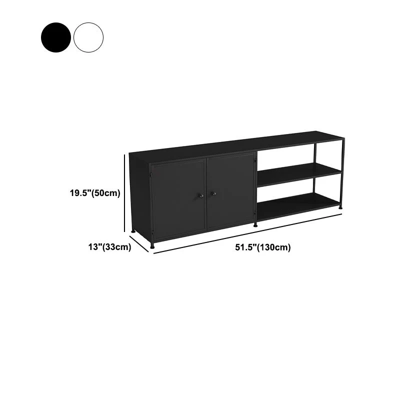 Consola de TV de estilo industrial con almacenamiento abierto y soporte para TV de 19,69"H con 3 estantes Negro Clearhalo