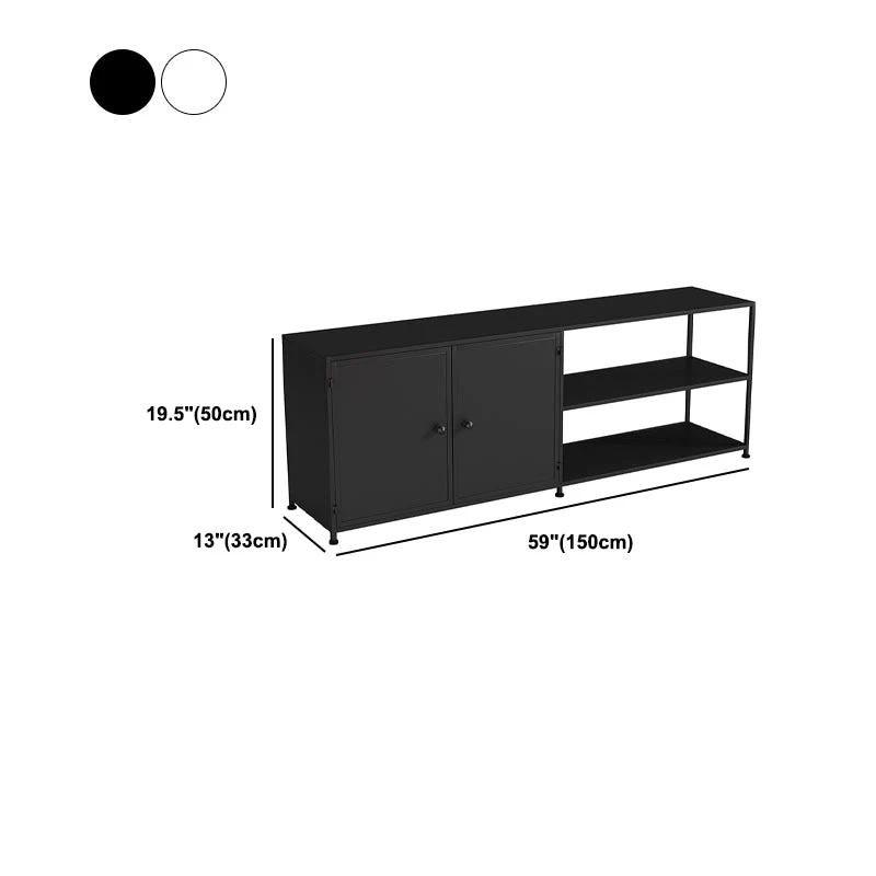 Consola de TV de estilo industrial con almacenamiento abierto y soporte para TV de 19,69"H con 3 estantes Negro Clearhalo